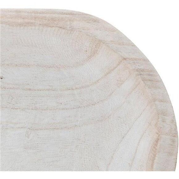 Whitewashed carved wood bowl decorative rustic tray farmhouse centerpiece decor - Picture 6 of 7